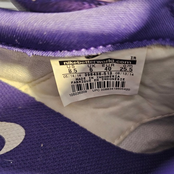 Nike Cortez Purple Leather Retro Womens Sneakers 8.5 gold ribbon laces - Picture 8 of 12